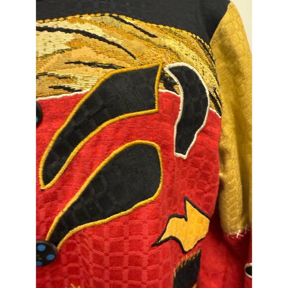 VTG Earth Sea & Sky Colorblock Embroidered Women's M Jacket Blazer Coat Patch - Picture 4 of 5